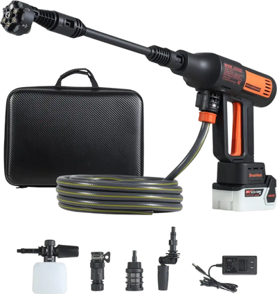 VEVOR Cordless Pressure Washer, 1200PSI MAX Portable Pressure Washer with Brushless Motor,  6-in-1 Nozzle & Water Hose, 4 Speed Adjustable, Battery Powered Handheld Power Cleaner for Home Garden Patio