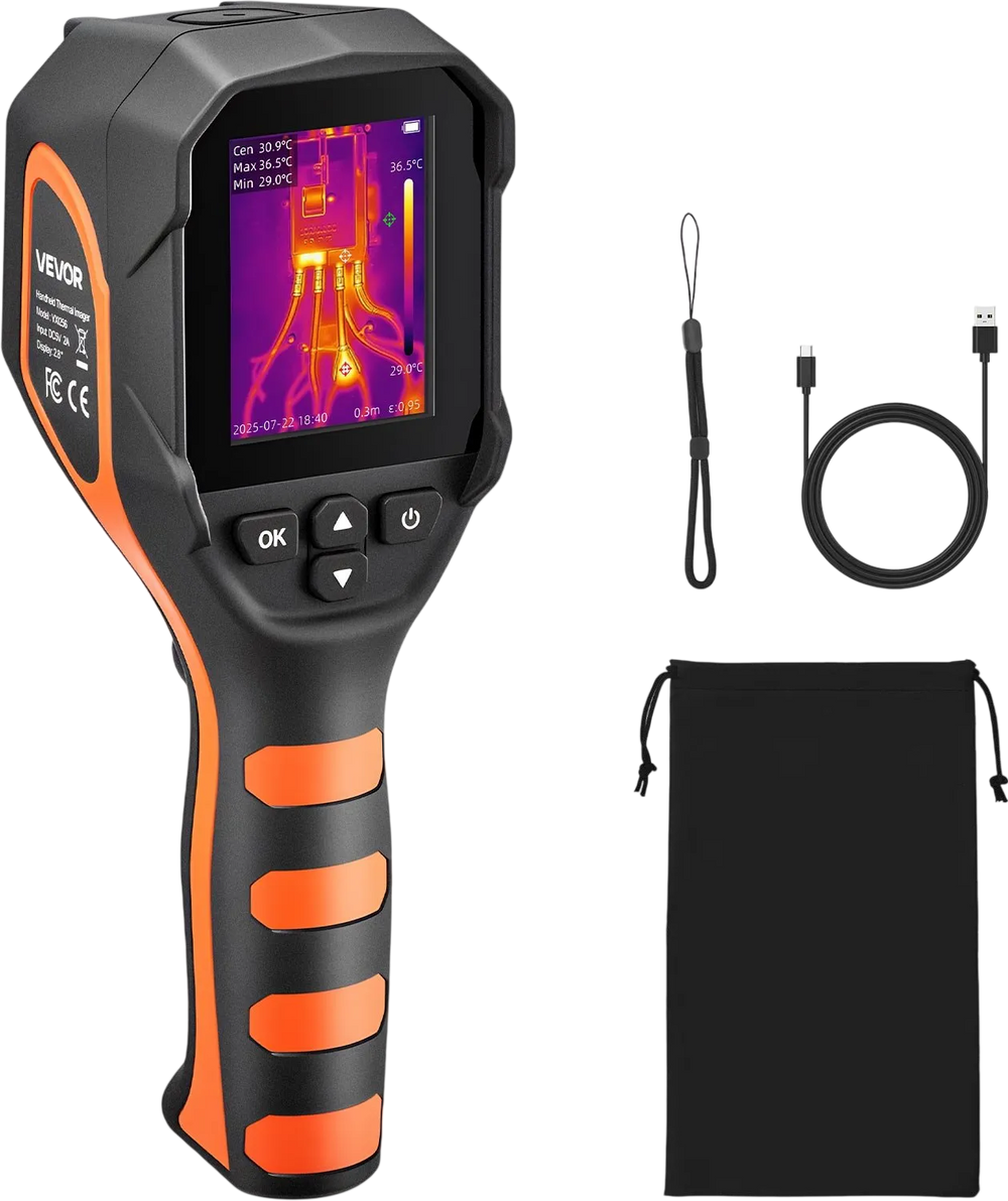 VEVOR Thermal Camera, 320 x 240 TISR Super Resolution, Thermal Imaging Camera with 2MP Visual Camera, 256 x 192 IR Resolution, 25 HZ Refresh Rate, -4°F to 1022°F, 4 Image Modes & 6 Color Palettes