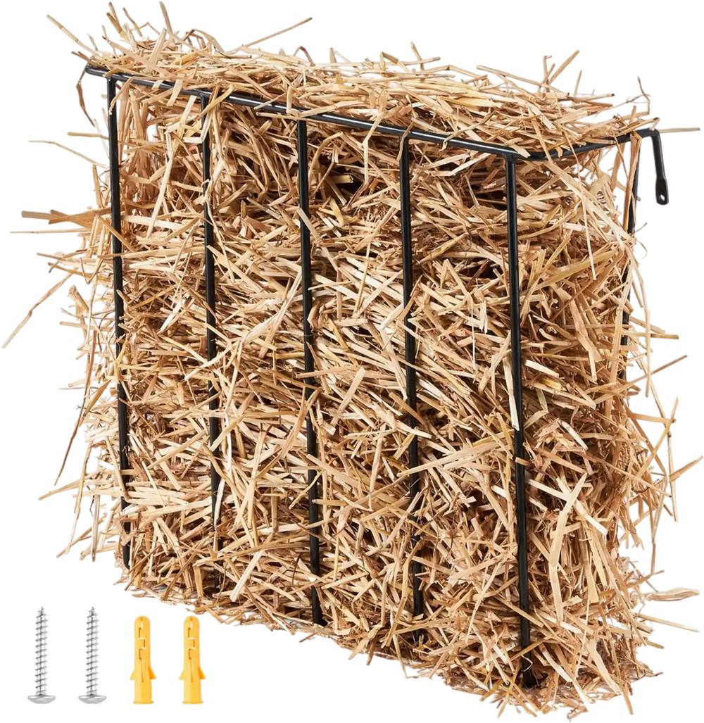 VEVOR Livestock Hay Feeder, 24 Gallons Large Capacity, Heavy-Duty Steel Goat Hay Rack, 27'' Long Wall Mounted Horse Hay Holder, Multiple Sided Feeding Rack for Sheep Farm Livestock Indoor Outdoor