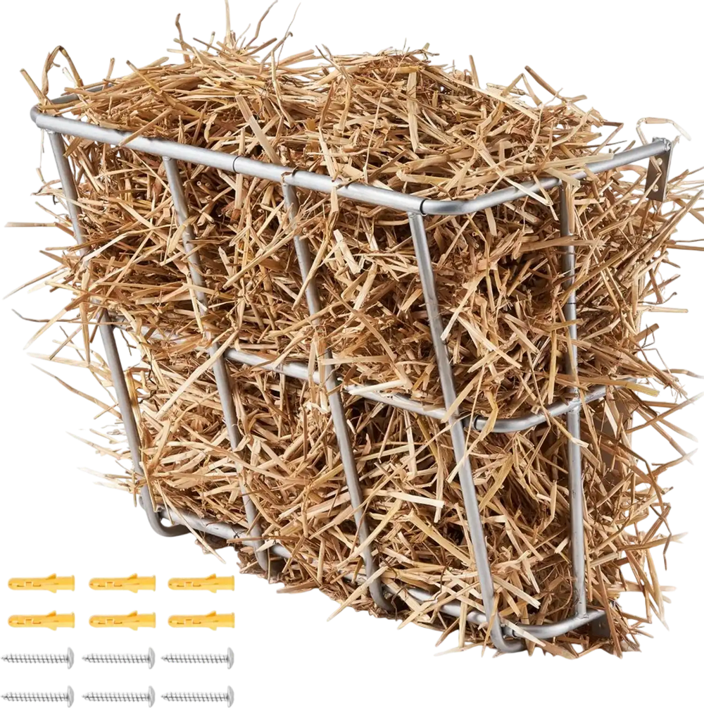 VEVOR Livestock Hay Feeder, 18.5 Gallons Large Capacity, Heavy-Duty Steel Goat Hay Rack, 24.4" Long Wall Mounted Horse Hay Holder, Multiple Sided Feeding Rack for Sheep Farm Livestock Indoor Outdoor
