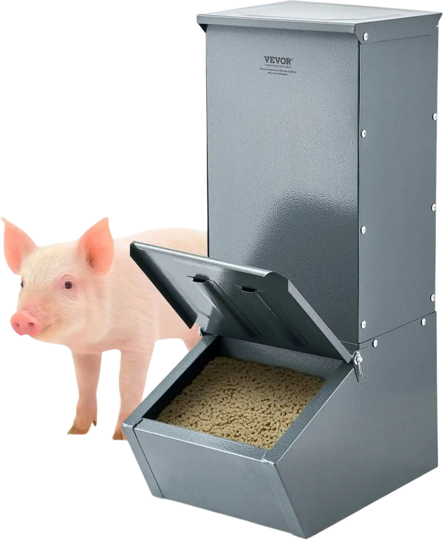 Vevor Hog Feeder 2.2 Bushel Galvanized Steel Single Door Trough Creep Feeder New