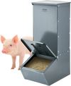 VEVOR Hog Feeder, 2.2 Bushel Capacity, Single Door Pig Feeder, Heavy Duty Steel Piglets Feeder, Multipurpose Trough Creep Feeder, Outdoor Livestock Feeder Farm Accessory for Feeding up to 5 Hogs