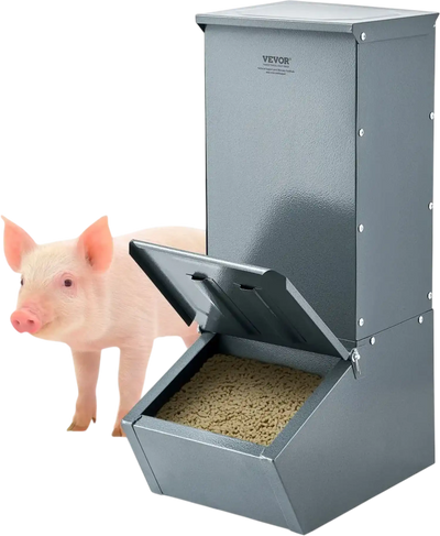 Vevor Hog Feeder 2.2 Bushel Galvanized Steel Single Door Trough Creep Feeder New