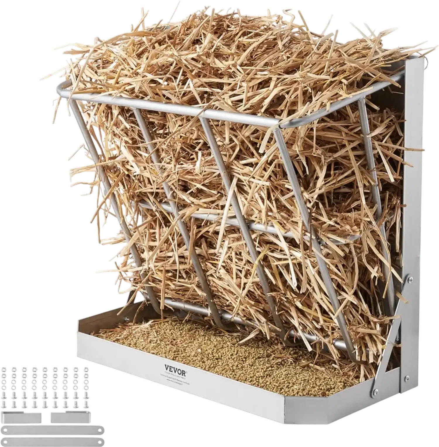 Vevor Hay Feeder Wall Mounted 2-in-1 Hay and Grain Feeder 21 Gallons New