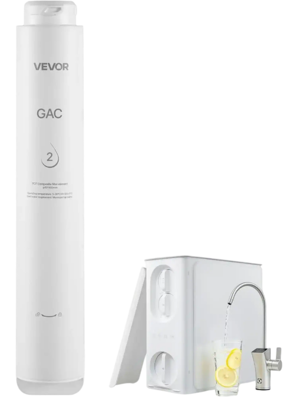 VEVOR Reverse Osmosis System GAC Activated Carbon Replacement Filter for RO, Easy Replacement for 12 Months, Reduces Discoloration and Odor, Fits RO System SS-201/SS-202/SS-203/SS-204/SS-205/SS-206
