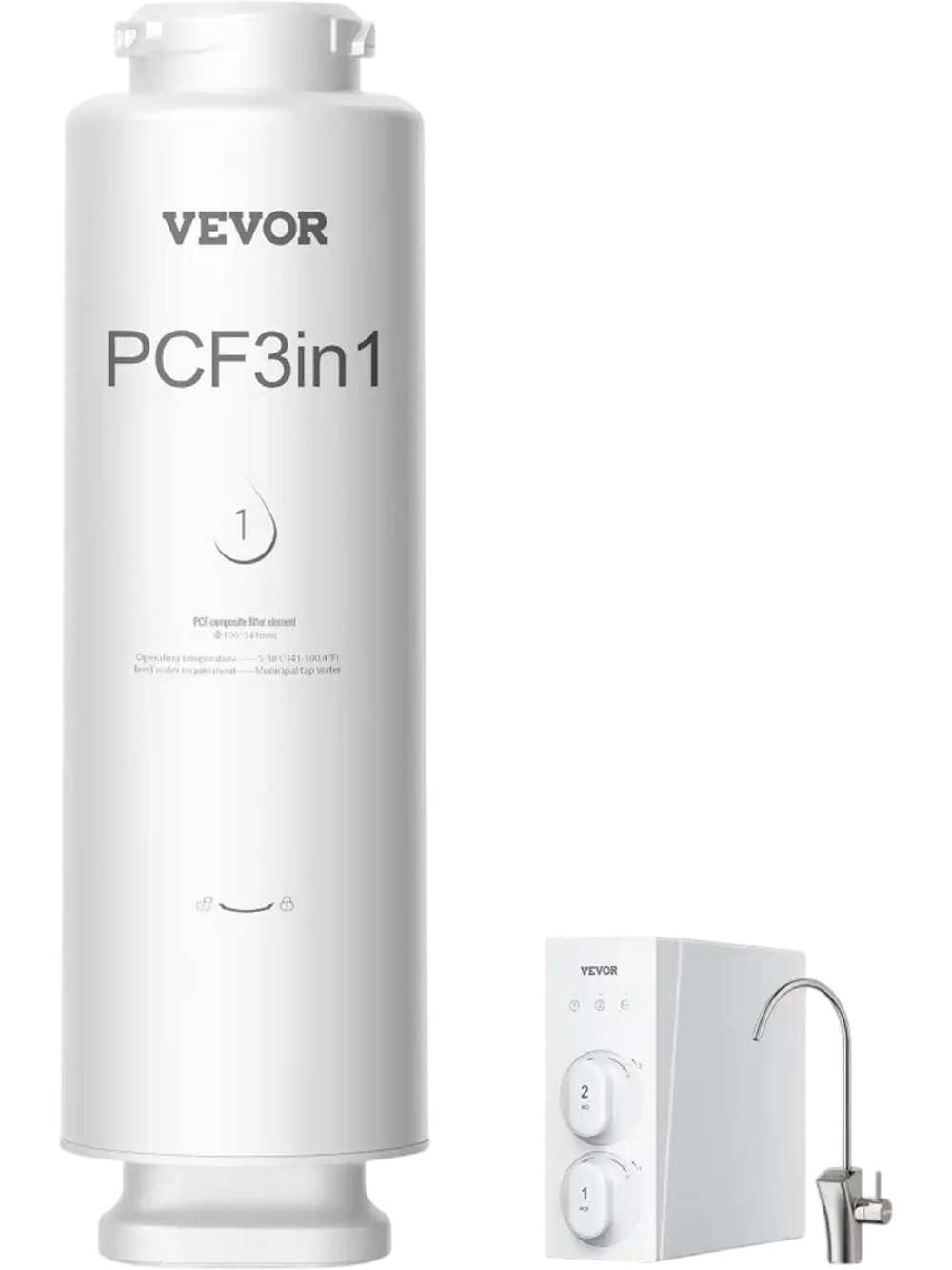 VEVOR PCF Replace Filter, 6-layer PCF Composite Water Filter Replacement, PCF Composite Filter, Reduces Chlorine & Odor, Compatible with Under Sink Water Filter System SS-001, SS-003 & SS-005