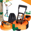 VEVOR Slackline Kit with Training Line, 60 ft Backyard Slack Line Equipment, Easy Setup Tight Rope for Kids Adults, Complete Slackline Set with Tree Protectors, Arm Trainer, Carry Bag, and Instruction