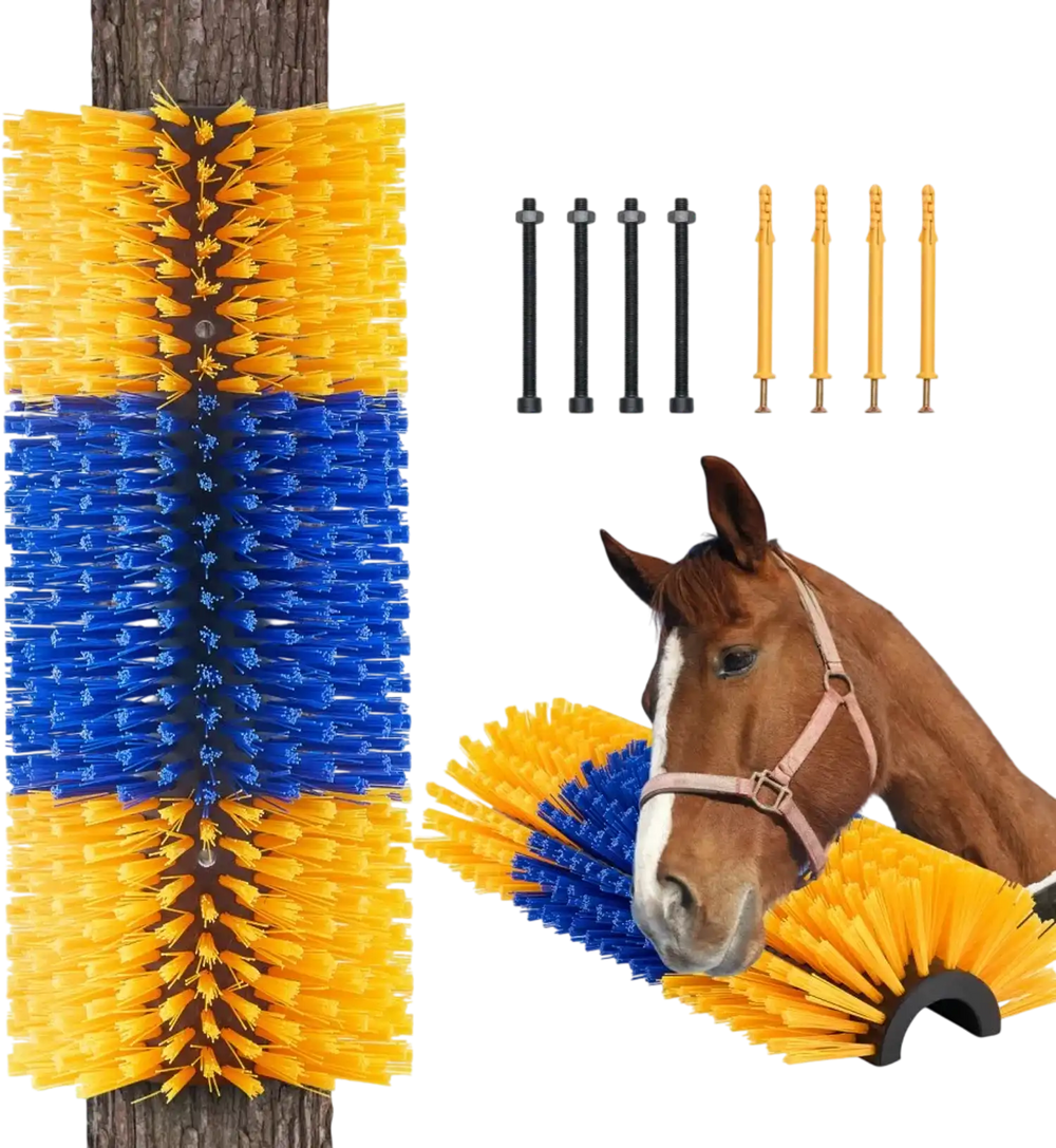 VEVOR Livestock Scratching Brush, Horse Brush with 2 Screws, 20  x 7.5 in Cow Scratcher, for Back Itch Relief & Keep Cleaning, Grooming & Scratching Post Brush for Horse, Pig, Cattle Supplies