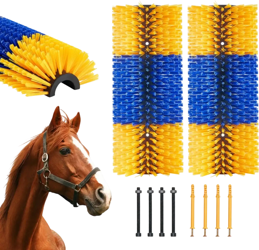 VEVOR Livestock Scratching Brush, 2 Pcs Horse Brush with 4 Screws, 17.1 x 7.5 in Cow Scratcher, for Back Itch Relief & Keep Cleaning, Grooming & Scratching Post Brush for Horse, Pig, Cattle Supplies
