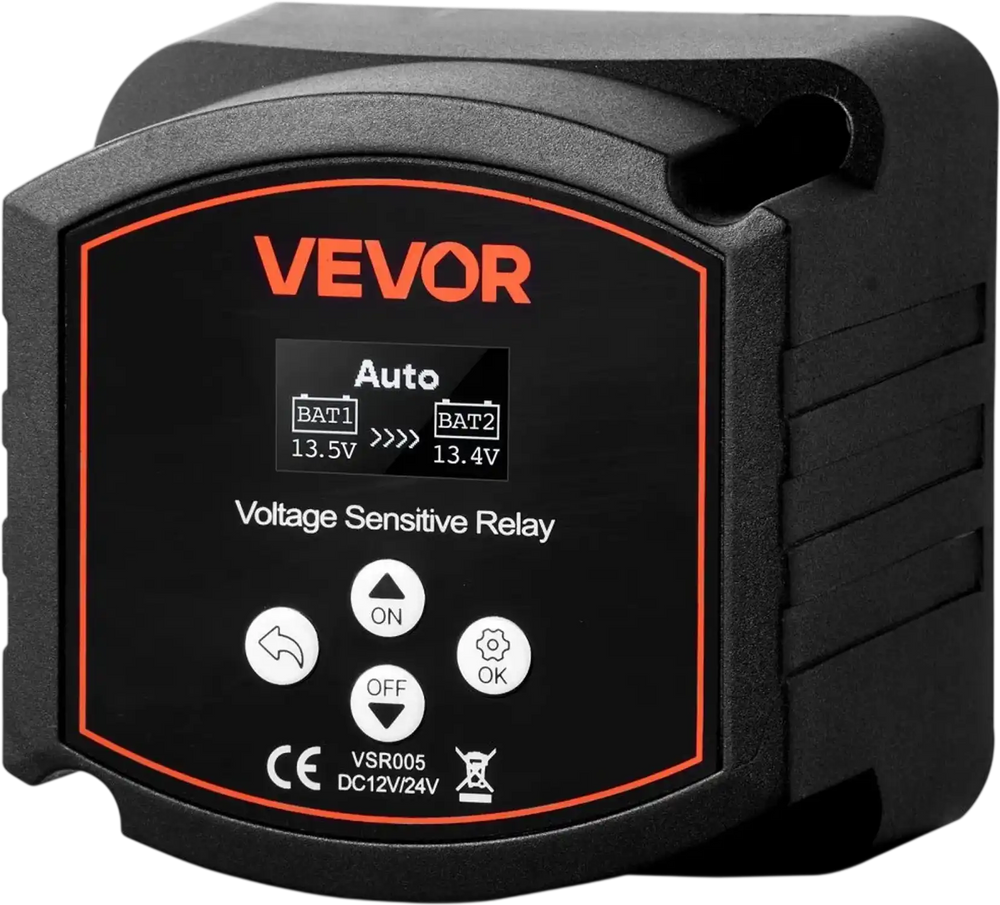 VEVOR Dual Battery Isolator, 12V 300 Amp, Manual and Automatic VSR Voltage Sensitive Relay with LCD Screen, Smart Battery Isolator for Lithium & Lead-Acid Batteries, for Car Truck RV UTV ATV Boat