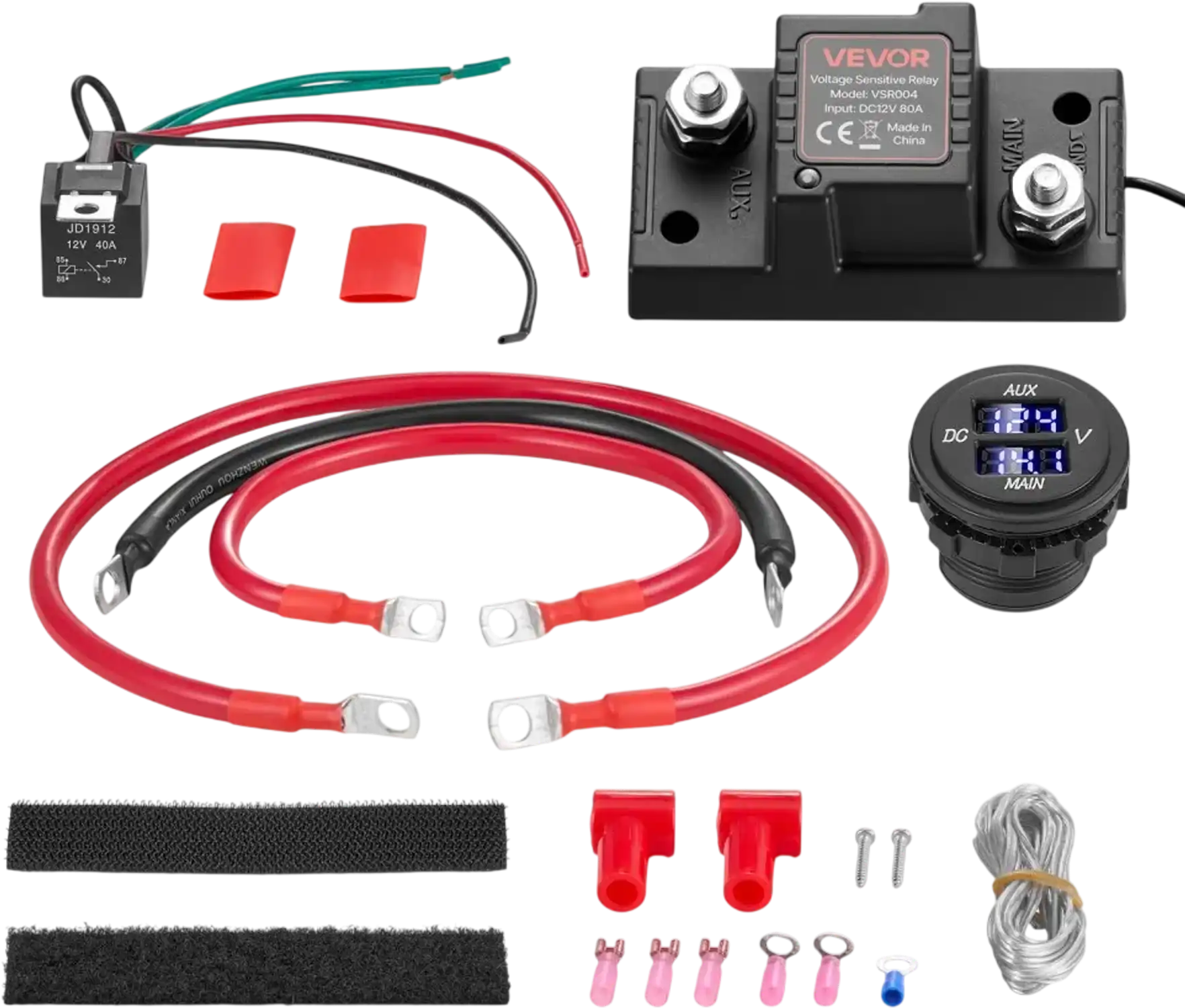 Vevor Battery Isolator Kit Dual 12V 80A Smart VSR with Voltmeter LCD Screen New