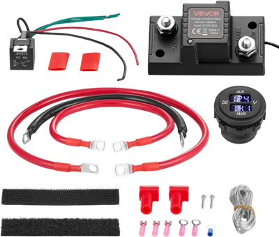 Vevor Battery Isolator Kit Dual 12V 80A Smart VSR with Voltmeter LCD Screen New