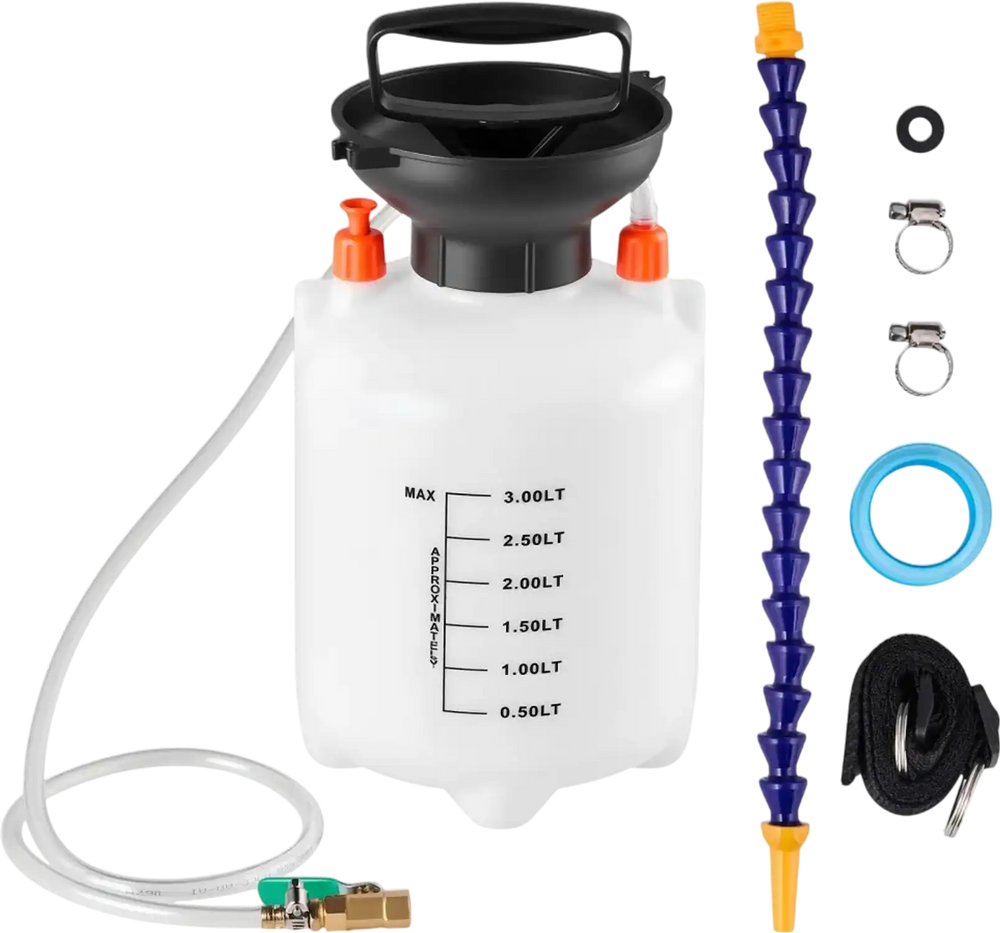VEVOR Transmission Fluid Pump, 3 L Capacity, Manual Fluid Transfer Pump with 47 in Long Horse & HDPE Tank, Transmission Oil Pump with PTFE Tape, Manual Automotive Oil Filling System for Cars, Boats