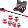 VEVOR Ratchet Pipe Threader Kit with 6 Dies, 1/2" NPT to 2" NPT Manual Ratcheting Pipe Threading Tool, Portable Pipes Threader Set with Toolbox for Plumbing Installation & Repair
