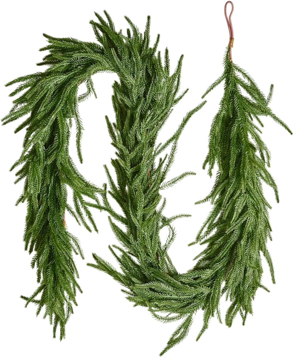 VEVOR Christmas Garland, 6-FT Realistic Norfolk Pine Garland, Evergreen Real Touch Artificial Faux Greenery Garlands, for Holiday Indoor Outdoor Xmas Decoration on Table, Mantel, and Fireplace