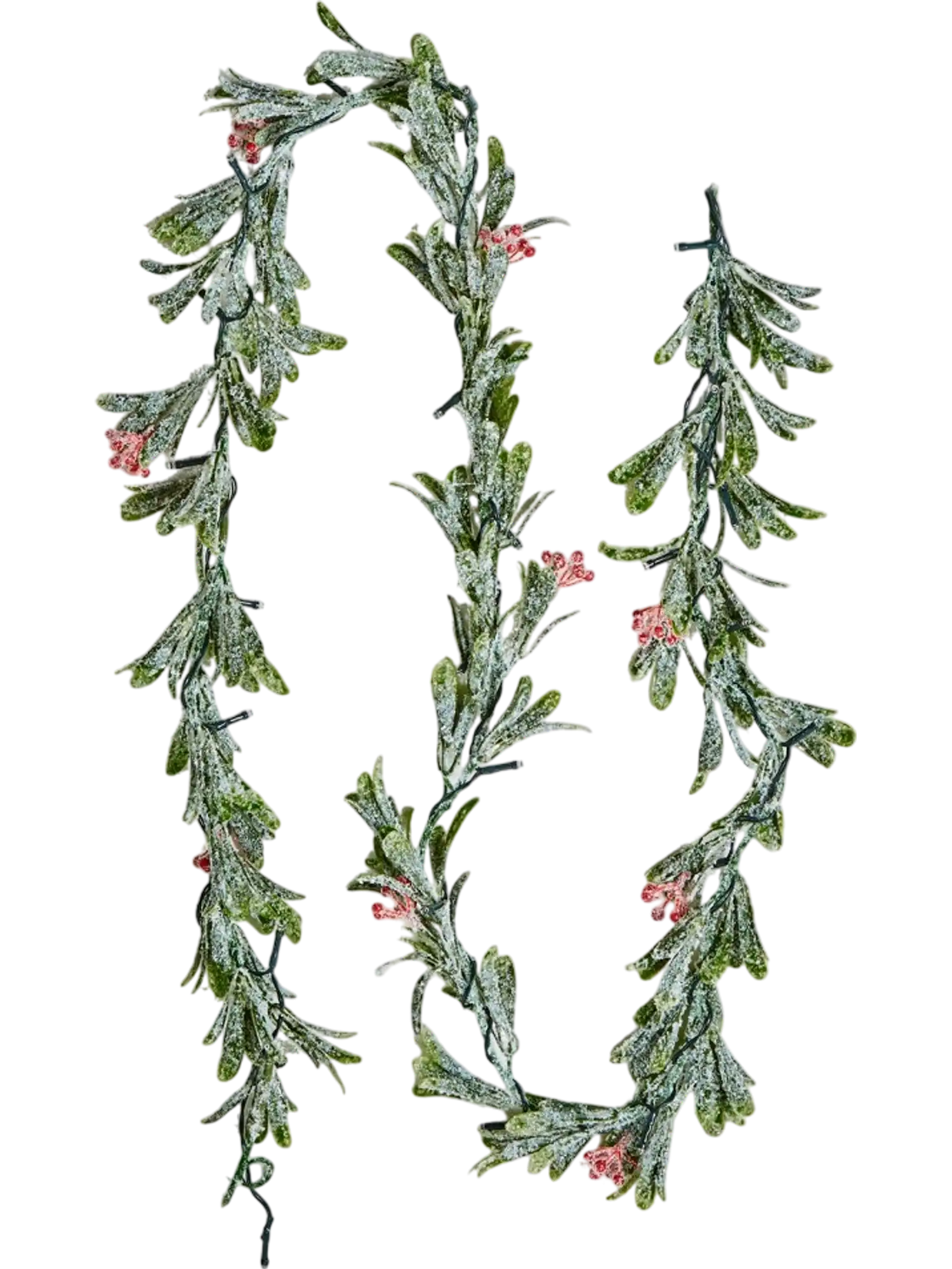 Vevor Christmas Garland 6.6' Realistic Greenery with Olive Leaves Berries and LED Lights New