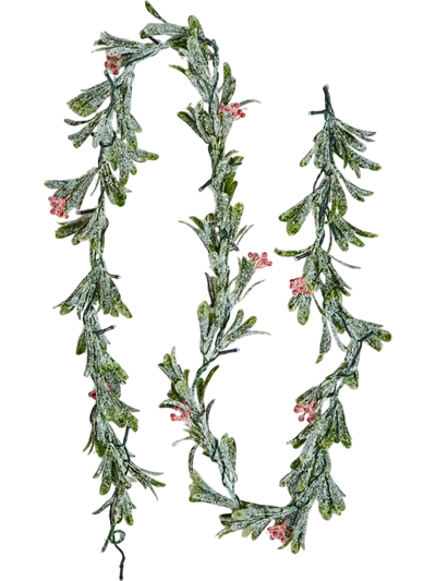 Vevor Christmas Garland 6.6' Realistic Greenery with Olive Leaves Berries and LED Lights New