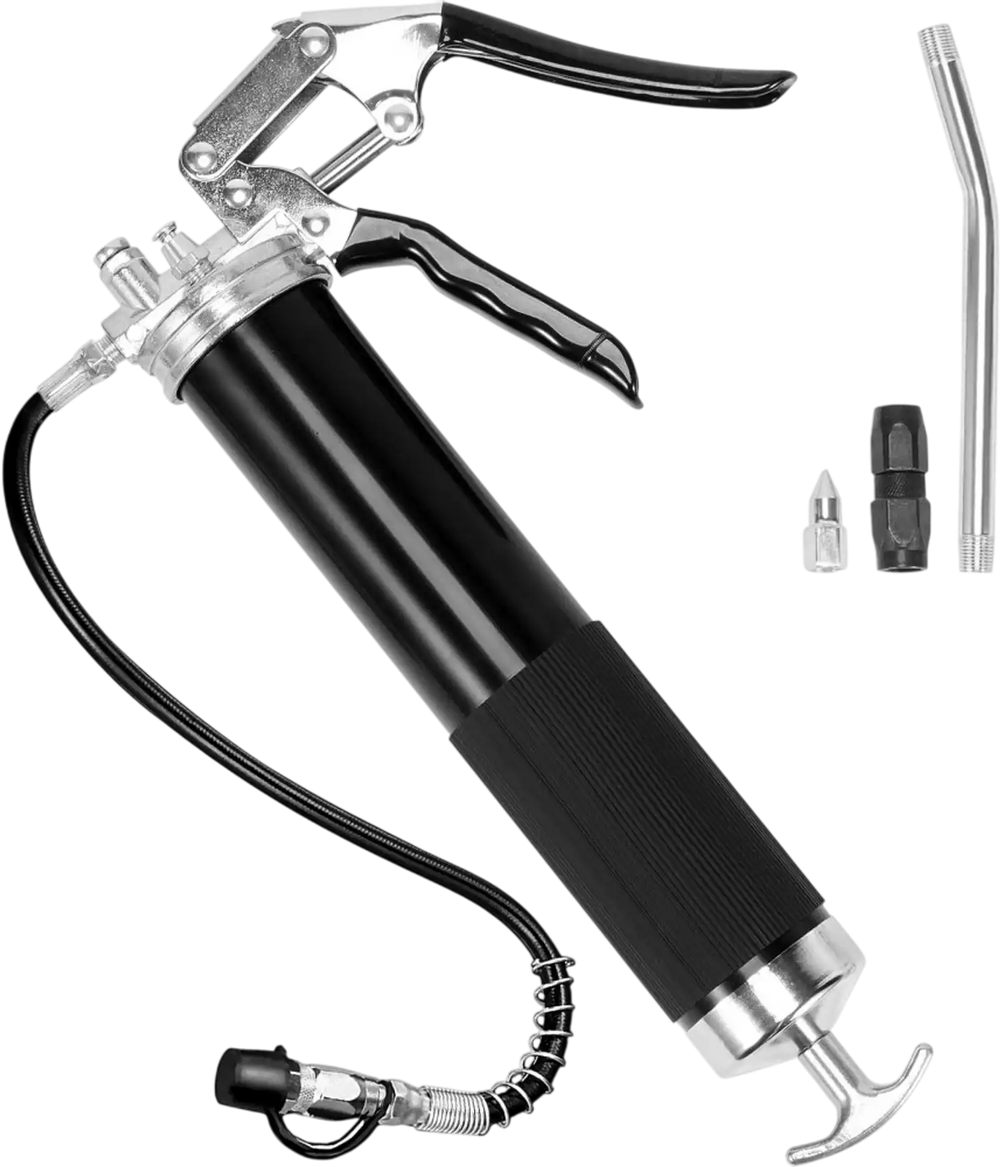 VEVOR Pistol Grip Grease Gun, 6000 PSI, 14 OZ / 400 CC Capacity Heavy Duty Professional Grease Gun, with 17.72 Inch Flexible Hose 1 Black Flat Coupler, 1 Pointed Coupler, and 1 Bent Metal Pipe
