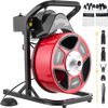VEVOR Drain Cleaner Machine 50 FT x 1/2 Inch, Manual Feed Sewer Snake Auger with 4 Cutters & Air-Activated Foot Switch for 2" to 6" Pipes