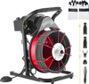 VEVOR Drain Cleaner Machine 50 FT x 1/2 Inch, Sewer Snake Auger Manual Feed with 4 Cutters & Air-activated Foot Switch for 2" to 6" Pipes