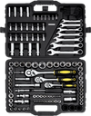 VEVOR 121-Piece Mechanics Tool Set, 1/4" 3/8" 1/2" Drive Sockets, SAE and Metric Mechanic Tool Kit with Bits, Wrenches, Ratchet Handle, Accessories, and Plastic Storage Case, for Automotive Repair