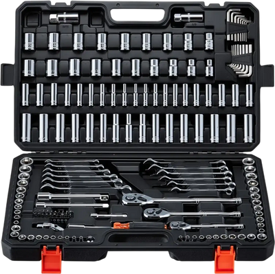 Vevor Mechanics Tool Set 159-Piece SAE and Metric Socket Kit with 1/4