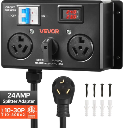 Vevor Splitter Switch Manual EV Charging Switch for Dryer & EV 240V 24A NEMA 10-30 New