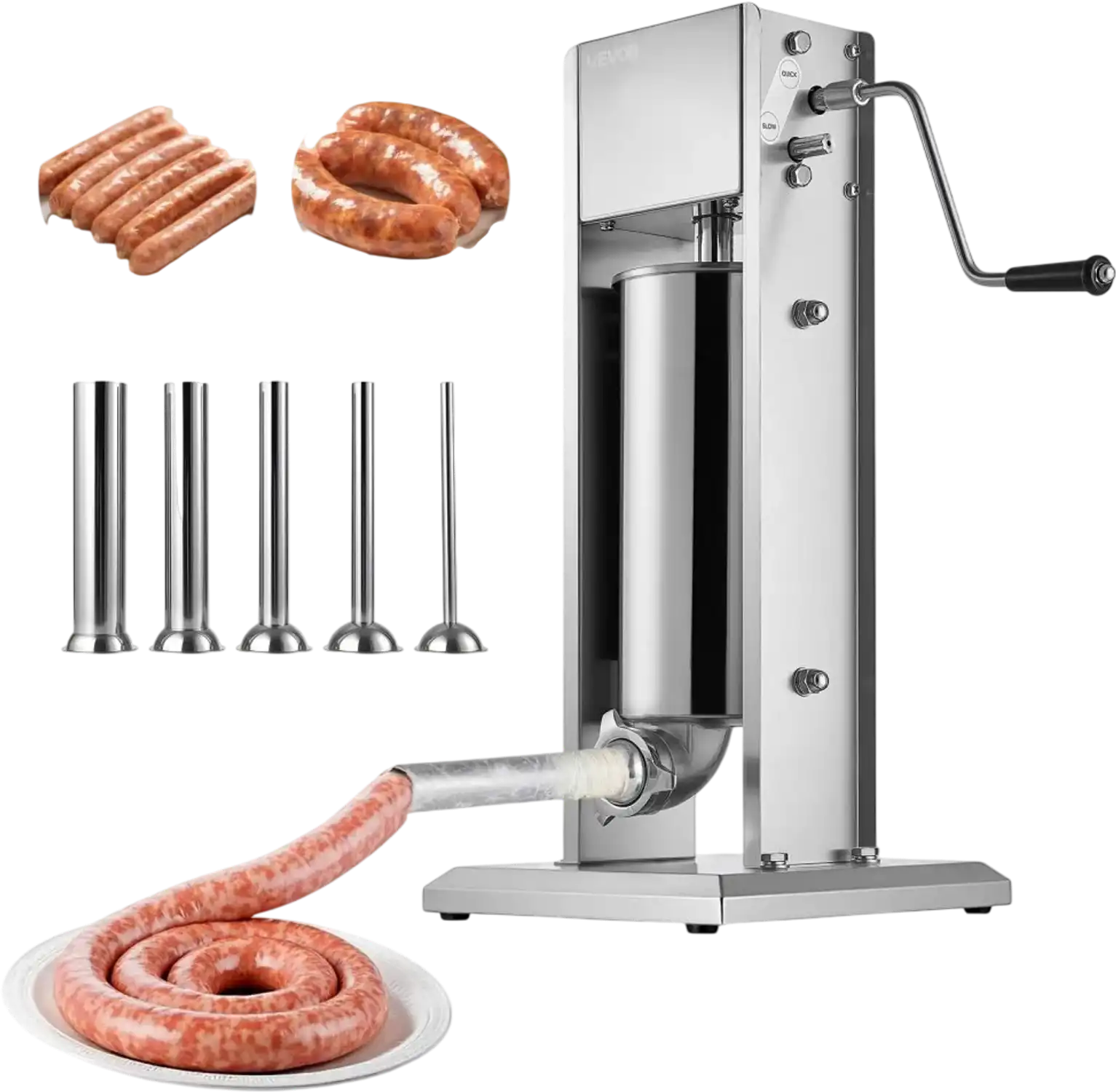 Vevor Sausage Stuffer Manual 11 lbs 5 L Vertical Meat Filler with 5 Tubes New