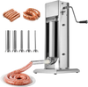VEVOR Manual Sausage Stuffer, 11 LBS / 5 L Vertical Meat Stuffer, Dual-Speed Sausage Casing Meat Filling Machine, Stainless Steel Heavy Duty Filler with 5 Stuffing Tubes, for Commercial & Home Use