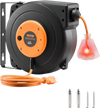 VEVOR Retractable Extension Cord Reel, 30 FT, Heavy Duty 16AWG/3C SJTOW Power Cord, with Lighted Triple Tap Outlet 10 Amp Circuit Breaker, for Ceiling or Wall Mount Garage and Shop, ETL Listed