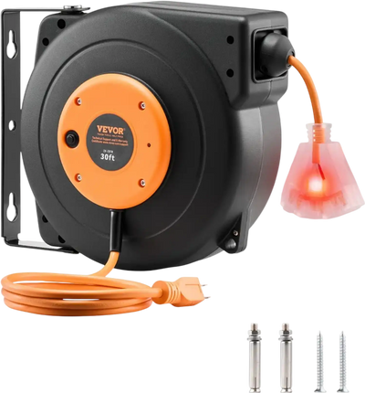 Vevor Extension Cord Reel 30' Retractable Heavy Duty 16AWG/3C SJTOW New