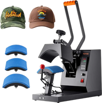 VEVOR Hat Heat Press, 4-in-1 Cap Heat Press Machine, 6 x 3in Clamshell Sublimation Transfer, LCD Digital Timer Temperature Control with 4pcs Curved Heating Elements (6x3/6.7x2.7/6.7x2.7/8.1x3.5)