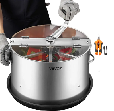 VEVOR Manual Bud Leaf Trimmer, 16 in Reaper Bowl Bud Trimmer with Stainless Steel Blades, Visual Cutting, Wet & Dry Hydroponic Cutting Machine with Tray, Twisted Spin Cut for Plant Buds Flowers
