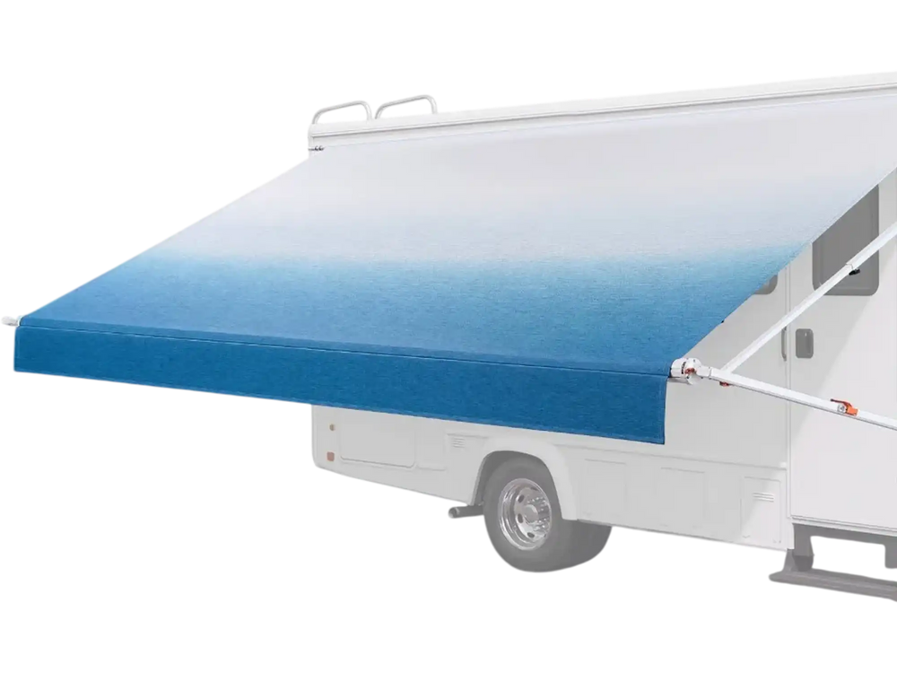 VEVOR Manual RV Awning Complete Kit, 17.12FT Retractable RV Awning with Aluminum Alloy Frame & Waterproof PVC Fabric, Outdoor Camping Trailer Awnings Fit Most RVs (17FT Type, Gradient Blue)