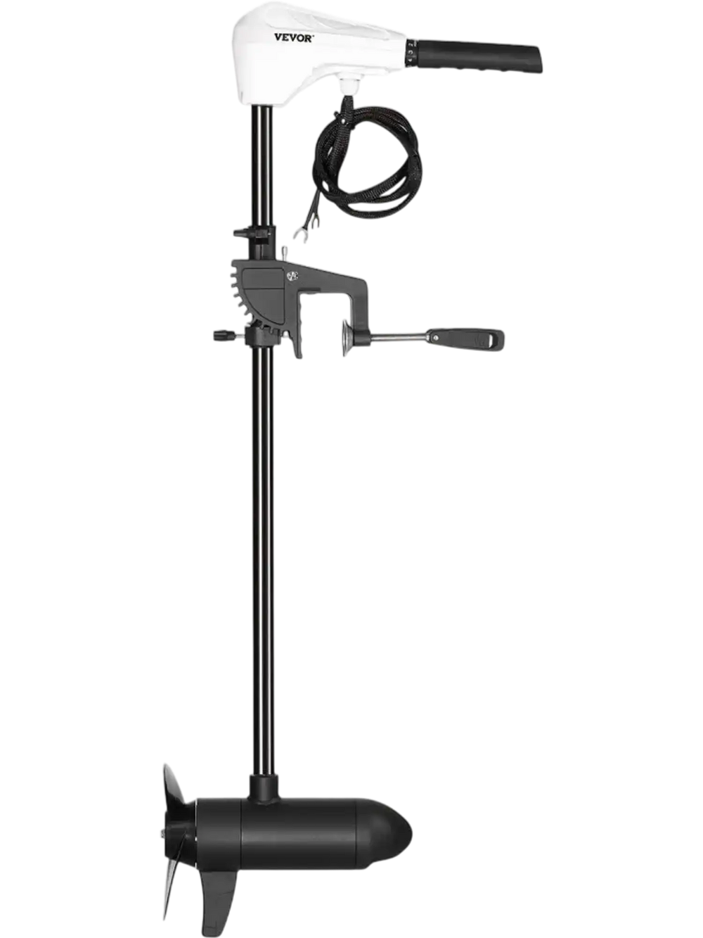 VEVOR Electric Trolling Motor, Transom Mounted Outboard Boat Motors 12V 55lbs Thrust, 8-Speed Electric Boat Engine w/ Battery Indicator, for Kayaks, Fishing Boats on Freshwater/Saltwater, 30-In Shaft