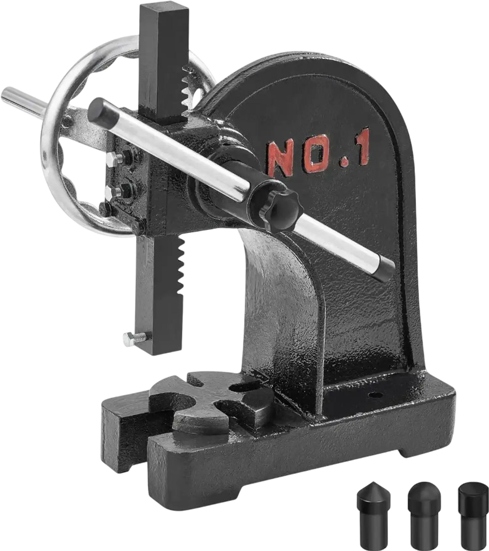 VEVOR Arbor Press, 1 Ton Manual Arbor Press with Handwheel, 5.9" Maximum Height, Cast Iron Heavy-duty Manual Desktop Arbor Press, Precision Hand Press for Stamping, Bending, Stretching, Forming