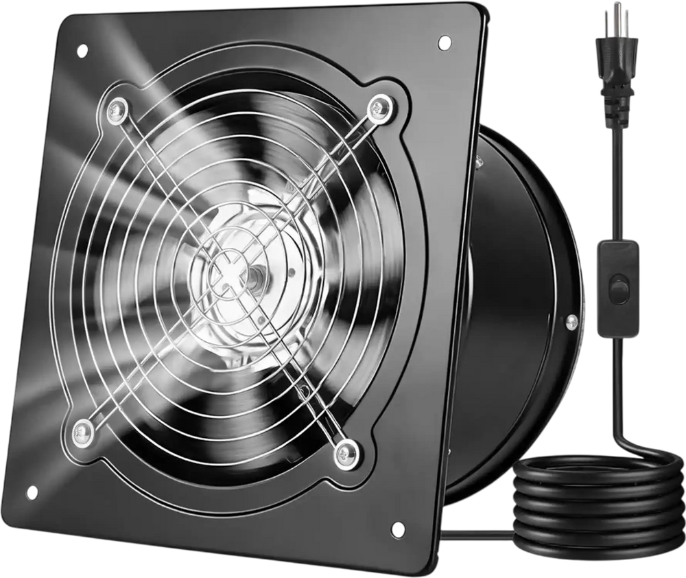 VEVOR 8 Inch Exhaust Fan, 576 CFM High Velocity Wall Mount Vent Fan with On/Off Control, Low Consumption, Portable Ventilation Extractor for Attic,Garage,Basement,Workshop,Kitchen, Chicken Coop,Black