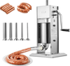 VEVOR Manual Sausage Stuffer, 7 LBS / 3 L Vertical Meat Stuffer, Heavy Duty Sausage Casing Meat Stuffing Machine, Dual-Speed Stainless Steel Filler with 5 Filling Tubes, for Commercial and Home Use
