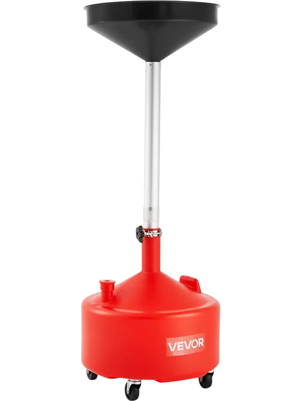 VEVOR 8 Gallon Waste Oil Drain Tank, Industrial Fluid Drain Tank with Adjustable Funnel Height, Portable Oil Drainer with Wheels, Fluid Fuel Transfer Drainage for Auto Repair Shops, Garages, Red