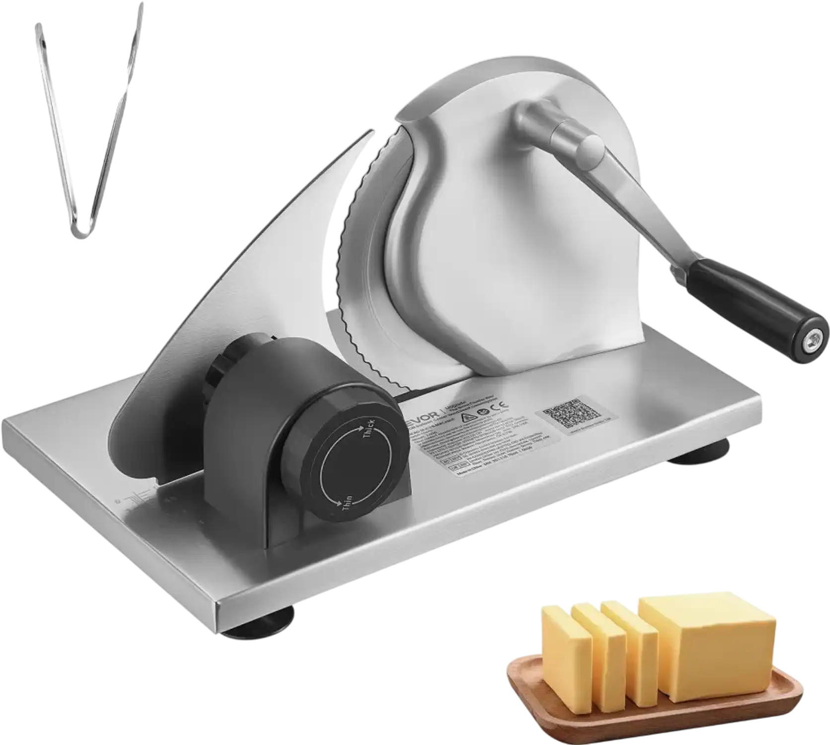 Vevor Bread Slicer Manual Adjustable Thickness Hand Cranked Cheese Cutter New