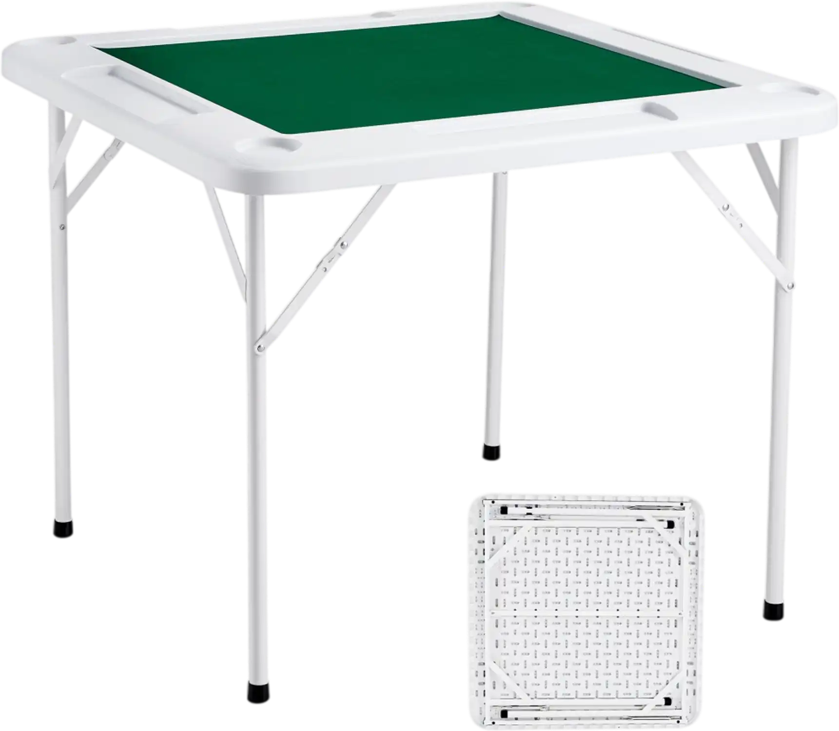 Vevor Mahjong Table Folding 4-Player Card Table with Cup Holders & Chip Trays 35.4