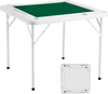 VEVOR Mahjong Table, 4 Player Folding Domino Table with Wear-Resistant Green Tabletop, Portable Square Card Table with 4 Cup Holders & 4 Chip Trays for Mahjong Poker Puzzles, 35.4 x 35.4-inch