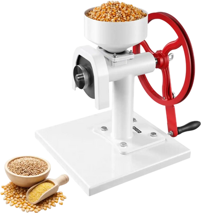 VEVOR Manual Grain Mill with Flywheel, Hand-Crank Corn Grinder, Heavy-Duty Carbon Steel Wheat Grinding Mill with Adjustable Fineness & 0.53 Gallon Hopper for Grains Spices Coffee Beans Nuts