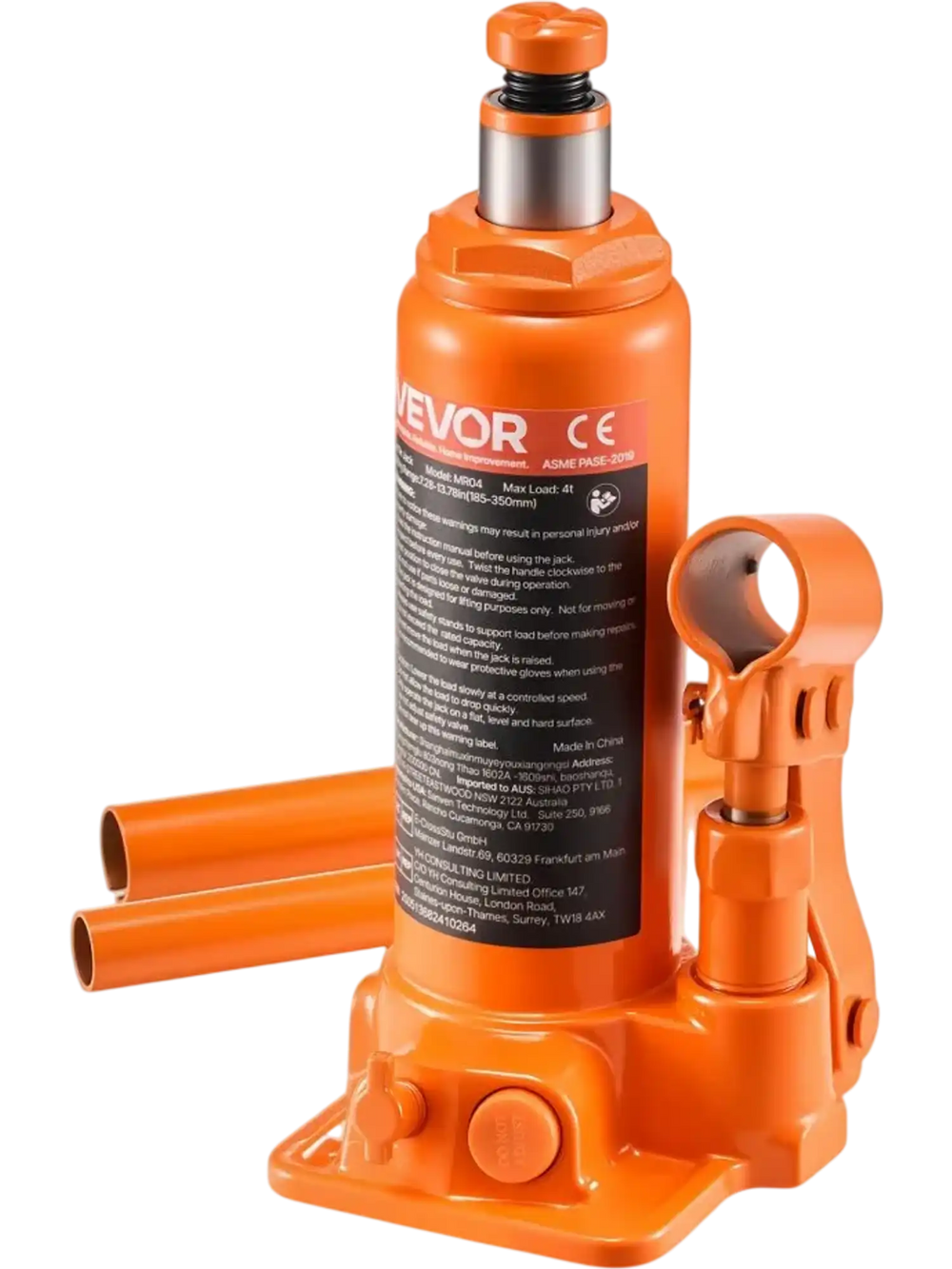 VEVOR Hydraulic Bottle Jack, 4 Ton (8818.4 lbs) Capacity, 7.3-13.8 Inch Lifting Range, Heavy Duty Welded Bottle Jack for Car, SUV, Pickup, Auto Repair, House Lift and Agricultural Equipment, Orange