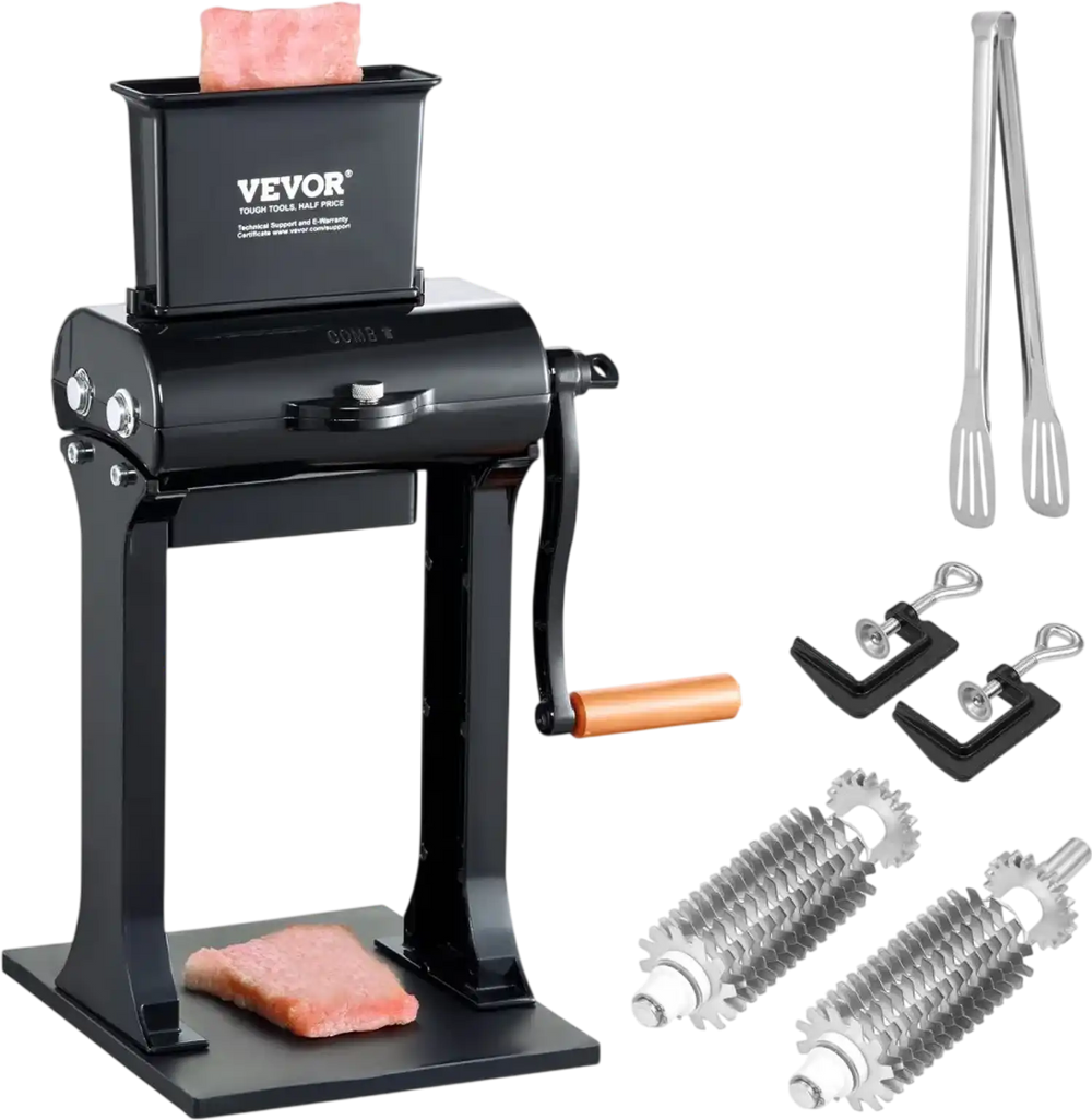 VEVOR Commercial Meat Tenderizer, Heavy Duty Stainless Steel Meat Tenderizer Machine, Quick and Easy Manual Operation Kitchen Tool, 5.8" Feed Port for Beef, Turkey, Chicken, Pork, Steak, and Fish