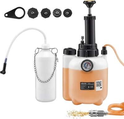 VEVOR Brake Bleeder Kit, 3L Manual Brake Fluid Bleeding Kit with 1L Waste Bottle & 4 Master Cylinder Adapters, One-Person Professional Brake Fluid Pressure Bleeder for Most Vehicles