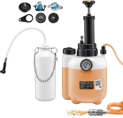 VEVOR Brake Bleeder Kit, 3L Manual Brake Fluid Bleeding Kit with 1L Waste Bottle & 5 Master Cylinder Adapters, One-Person Professional Brake Fluid Pressure Bleeder for Most Vehicles