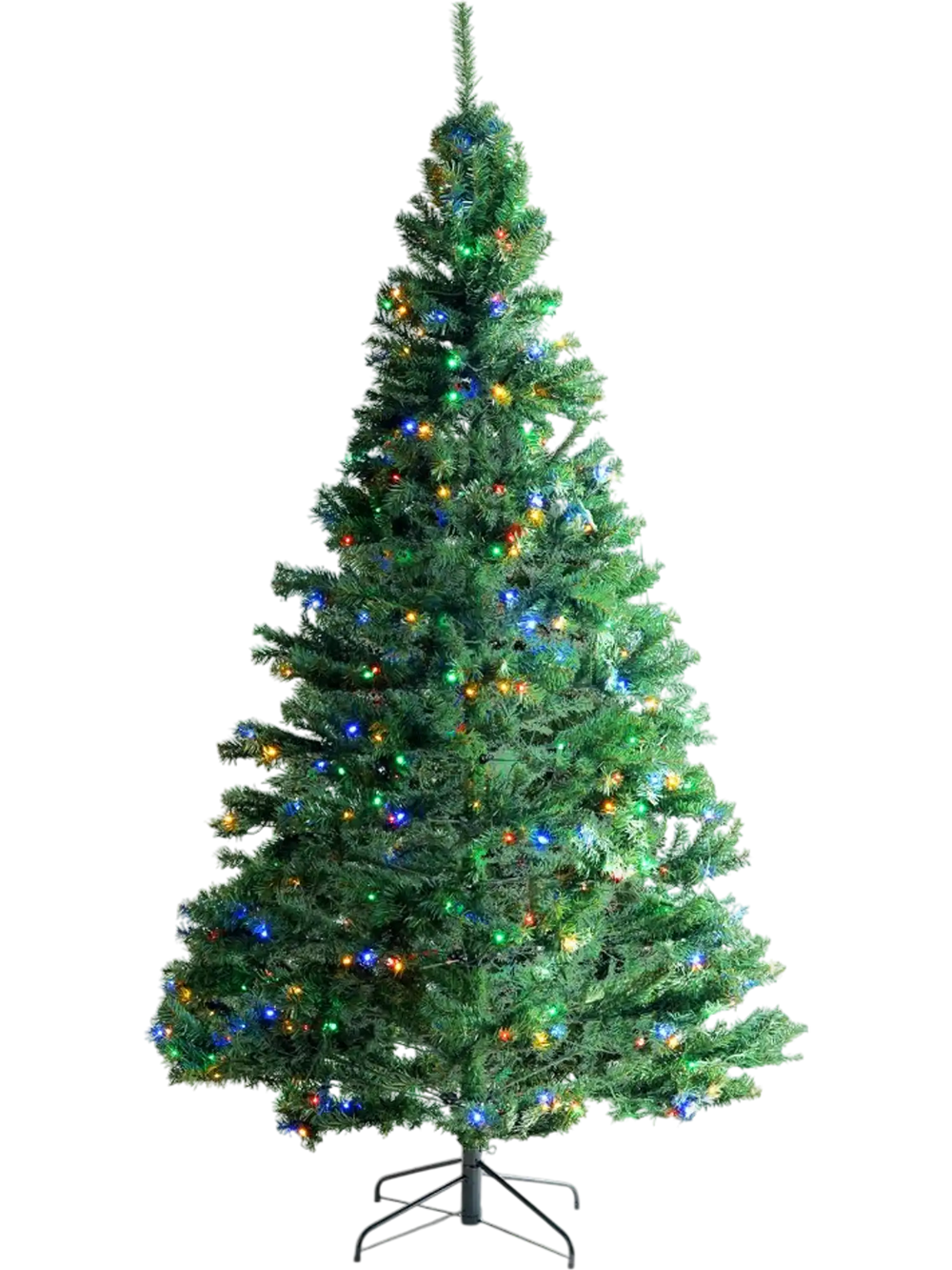 VEVOR Christmas Tree, 7.5ft Prelit Artificial Xmas Tree, Full Holiday Decor Tree with 550 Multi-Color LED Lights, 1346 Branch Tips, Metal Base for Home Party Office Decoration Tested to UL Standards