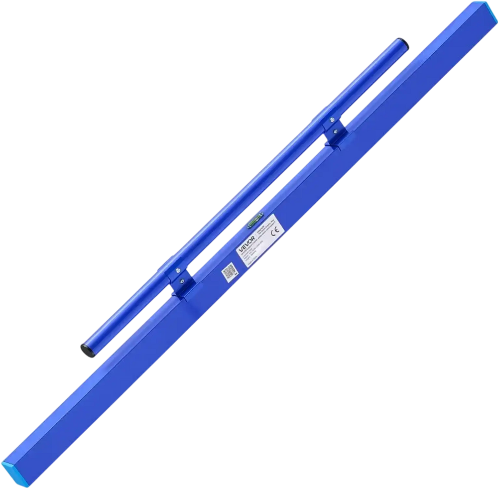 VEVOR Concrete Screed 48 in Length Manual Screed Board Aluminum Alloy Blue, Built-in Bubble Level, Powder-coated Finish, Lightweight Paver Leveling Tool for Patio, Sidewalk, Garage Floor Finishing