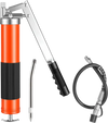 VEVOR Grease Gun, 10000 PSI High Pressure, Heavy Duty Pistol Grip Grease Gun Kit with 14 oz Capacity, Includes 18-Inch Flex Hose, 1 Extension Rigid Pipe and 1 Sharp Type Nozzle for Automotive, Marine